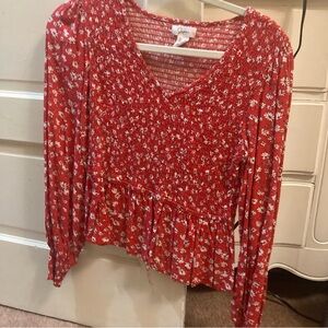 Japna Red Floral Blouse